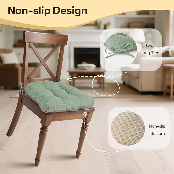 Chair Cushions for Dining Chairs 1 Piece, Sage Green | Non-Slip, - Image 4