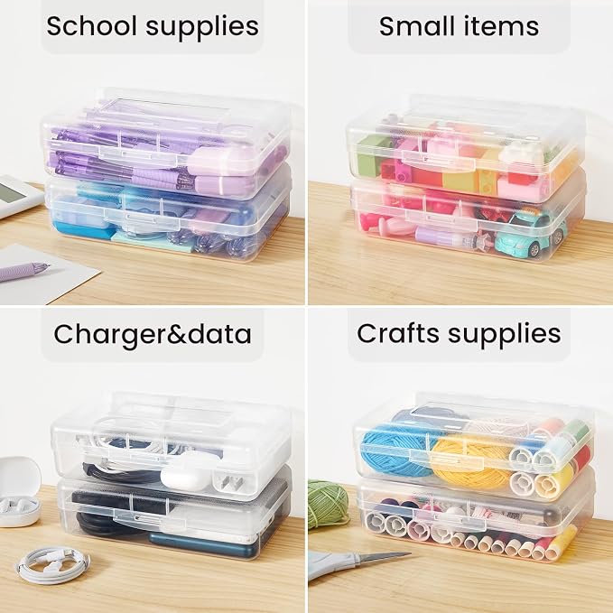 Sooez Plastic Pencil Case Box 6 Pack, Large Craft Storage Boxes Bulk, Plastic - Image 6