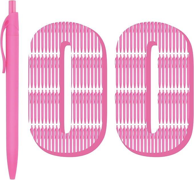 Deegtran Pens Bulk, 100 Pack No Bleed Pink Barrel Click Pens, Medium Point by DEEGTRANPENS