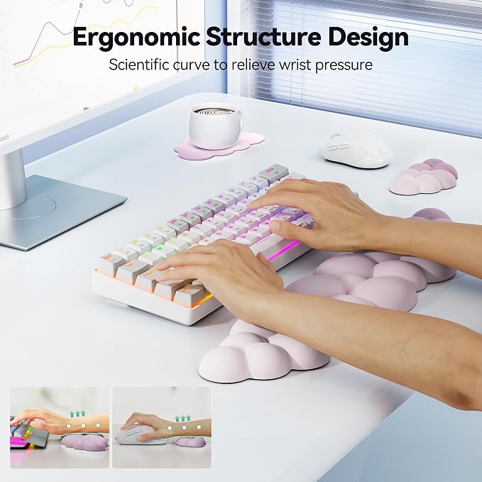 TECKNET Cloud Keyboard Wrist Rest Set, Cloud Wrist Rest - Image 3