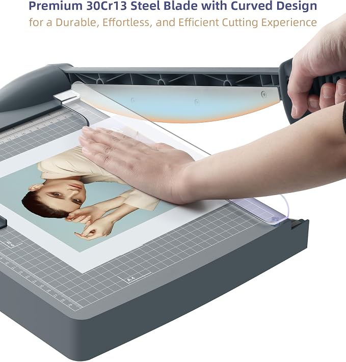Firbon 12" Guillotine Paper Cutter, Heavy Duty 30-Sheet Capacity Trimmer - Image 2