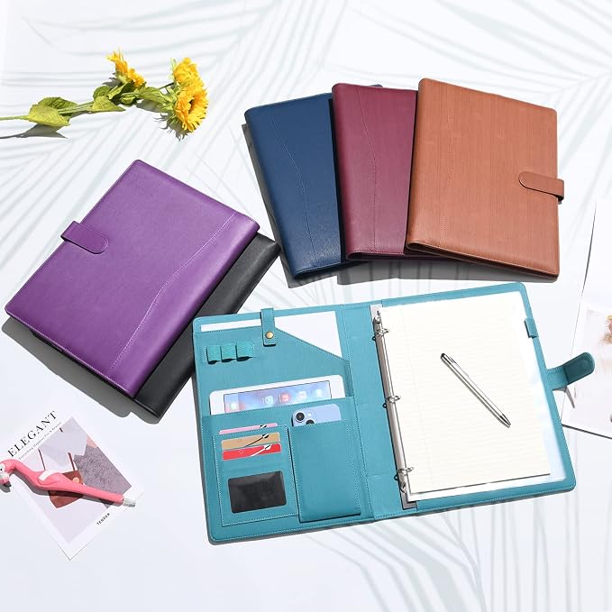 Wonderpool A4 PU Leather Portfolio Holder Ring File Document Case - Image 5