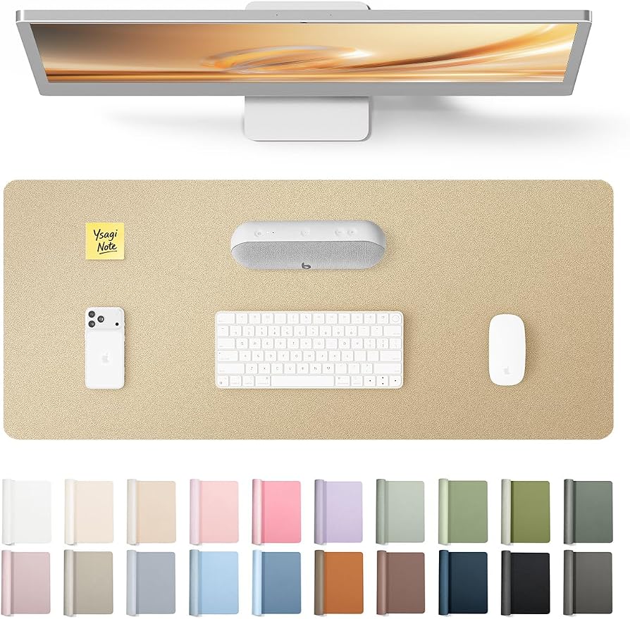 YSAGi Leather Desk Pad Protector, Office Desk Mat, Large Mouse Pad, Non-Slip PU by YSAGi