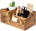 Liry Products Rustic Wooden Desktop Organizer Office Supplies Brown Tabletop by EXOLIRY