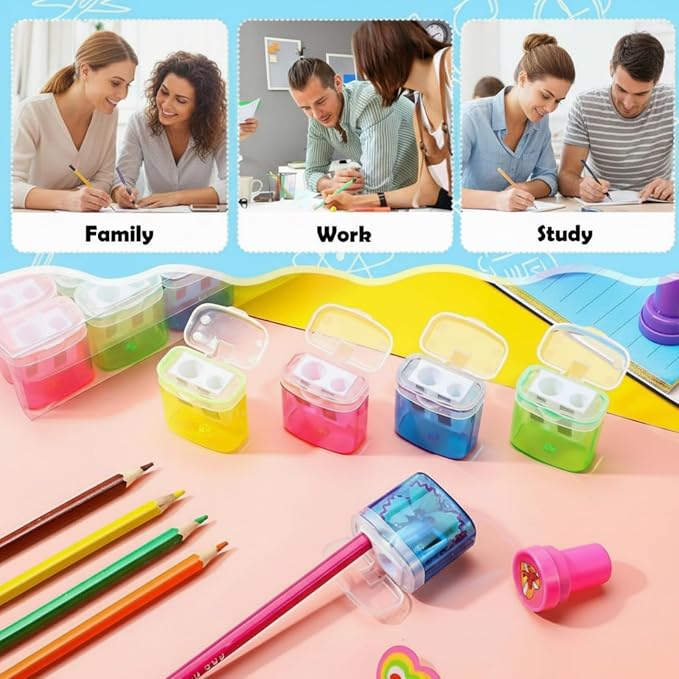 Teling 180 Pcs 180 Pcs Manual Pencil Sharpeners Bulk Handheld Dual Holes Pencil - Image 5