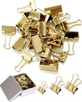 Assorted Binder Clips 0.75/1/1.25in 25-Pack -Gold Tone Clips by SHAOUMAN