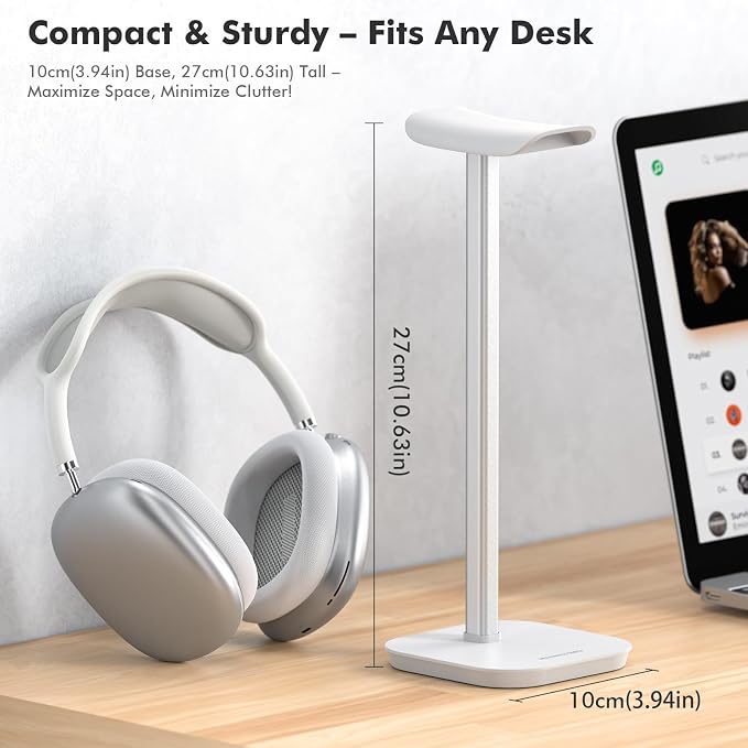Headphone Stand, Desktop Headset Holder Heavy Base Desk Earphone Stand Aluminum - Image 2
