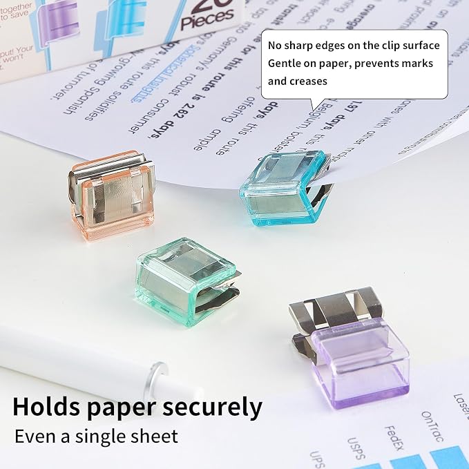 Push Paper & Binder Clips, 20 Pack 50 Sheet Heavy Duty No Damage | Reusable - Image 6