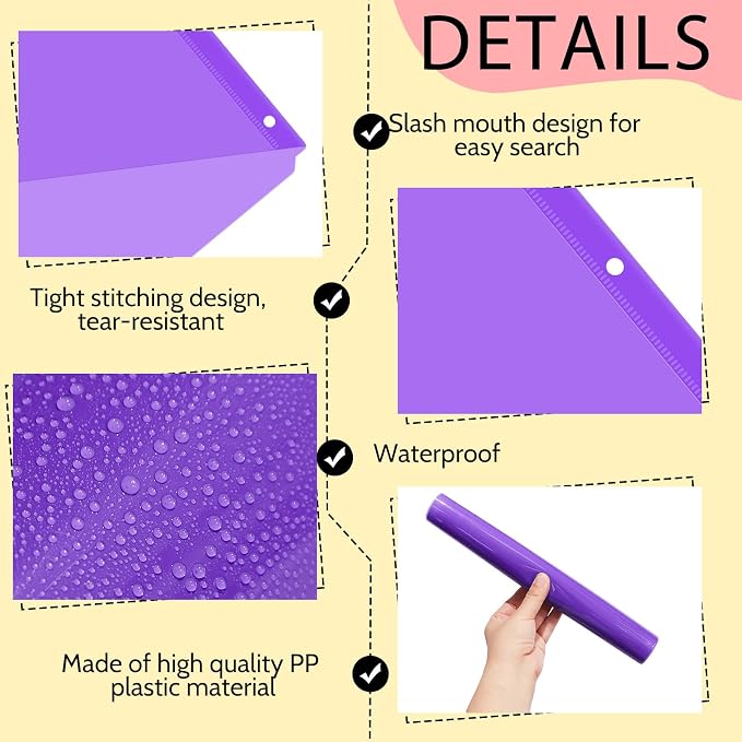 Maitys 50 Pack Binder Pockets 3 Hole Punch Clear Plastic Document Folders - Image 3