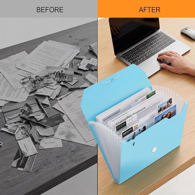 Comix Accordion File Organizer, 13 Pocket, A4/Letter Size Documents, Includes - Image 5