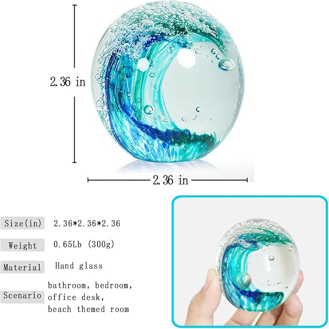 Hand Blown Ocean Wave Glass Ball ：Unique Gift - Image 2