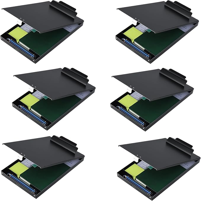 ZCZN Aluminum Clipboard with Storage, 6 Pack Recycled Metal Clipboard Box by ZCZN