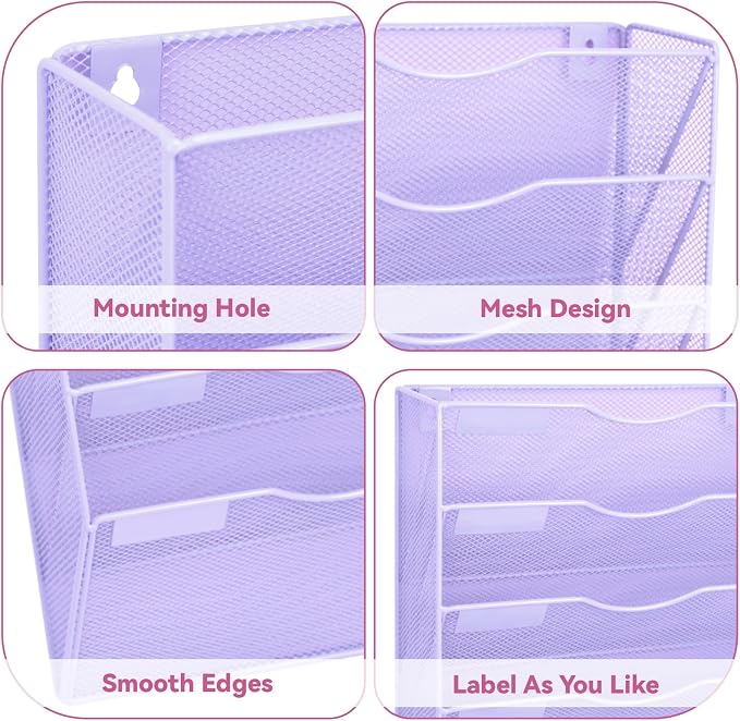 8 Pockets Mesh Wall File Holder Organizer Office Hanging File Folder Magazine - Image 3