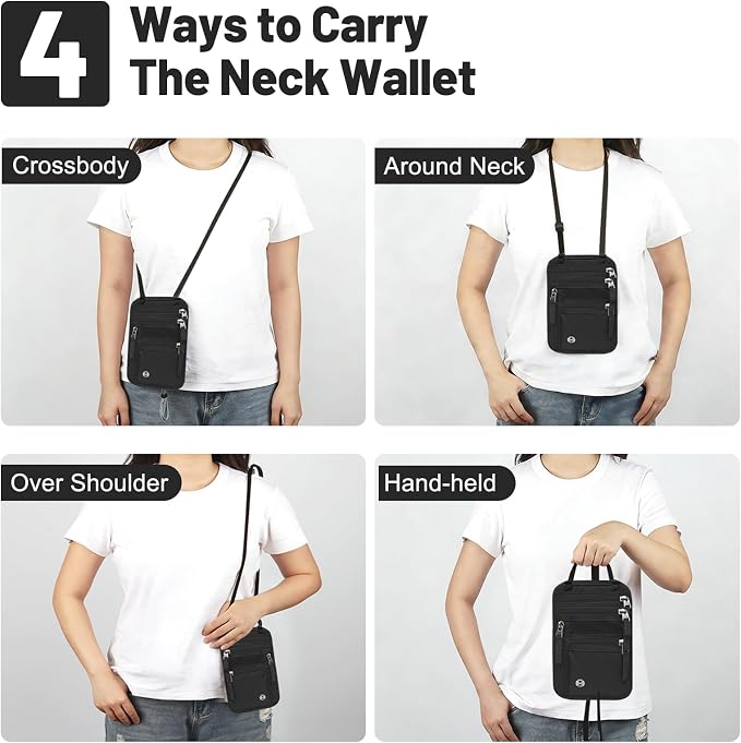 Sizobi Neck Wallet for Traveling Women Men, RFID Blocking Nylon Passport Holder - Image 4