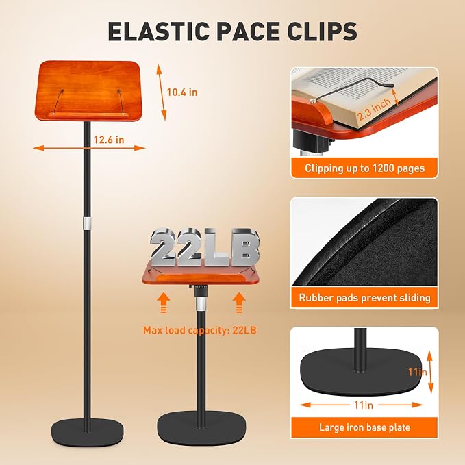 2-in-1 Floor Standing Book Stand, Foldable Book Holder - Image 4