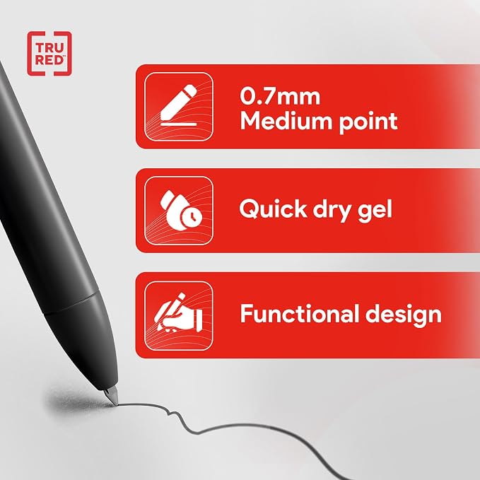 TRU RED Retractable Gel Pens, Medium Point 0.7mm, 12 Pack – Quick‑Dry Pens - Image 3