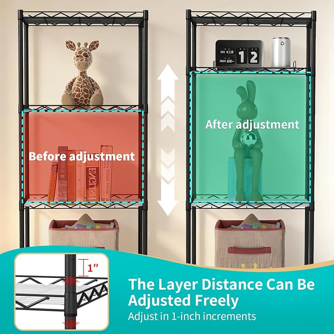 BestOffice | 4-Tier Wire Storage Shelves | 12"D x 18"W x 44"H | Black | - Image 5