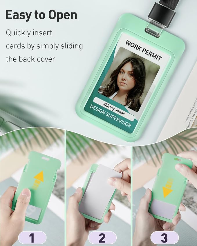 Uniclife 3 Pack Sliding ID Badge Holder Vertical Hard Plastic Case - Image 6
