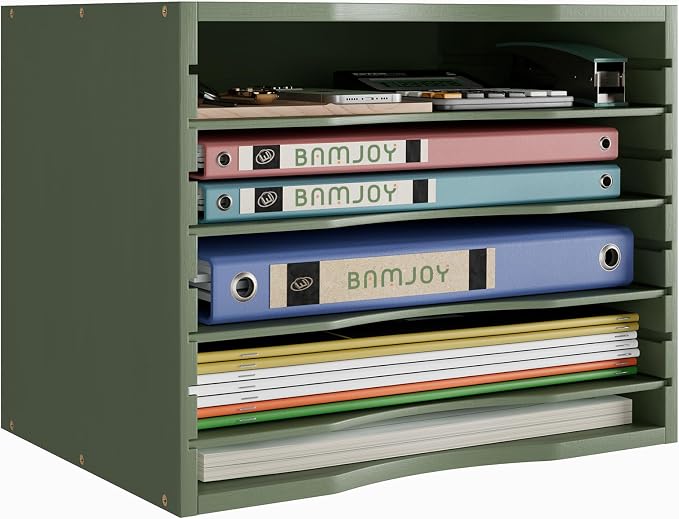 Bamjoy Bamboo 5 Tier Desktop Organizer, Paper Organizer Mail Sorter, File by Bamjoy