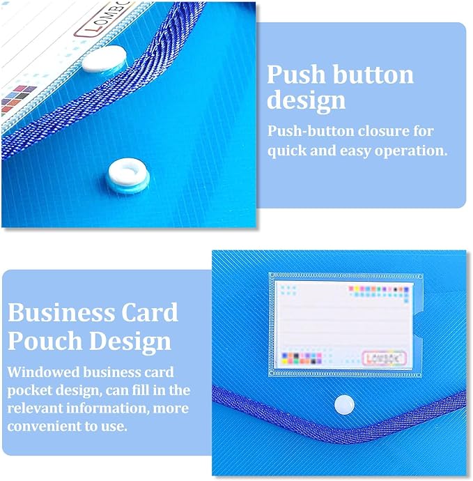 5 PCS Plastic File Folders, A4 Document Folder Pockets Envelopes, Waterproof - Image 2