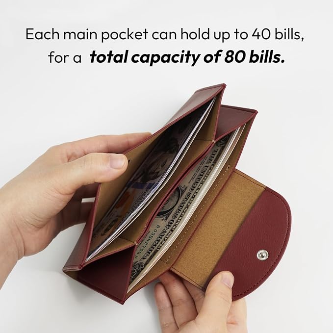 carrotez All-in-One Long Bifold 2-Tier PU Leather Wallet - Image 3