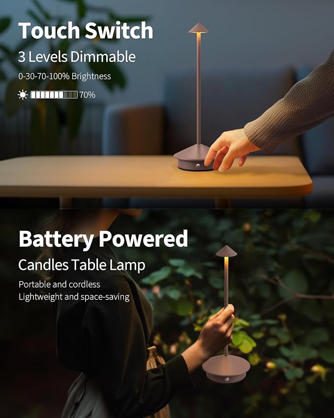 Modern Cordless Table Lamp Set of 2, Portable LED Desk Lamps, 5000mAh - Image 4