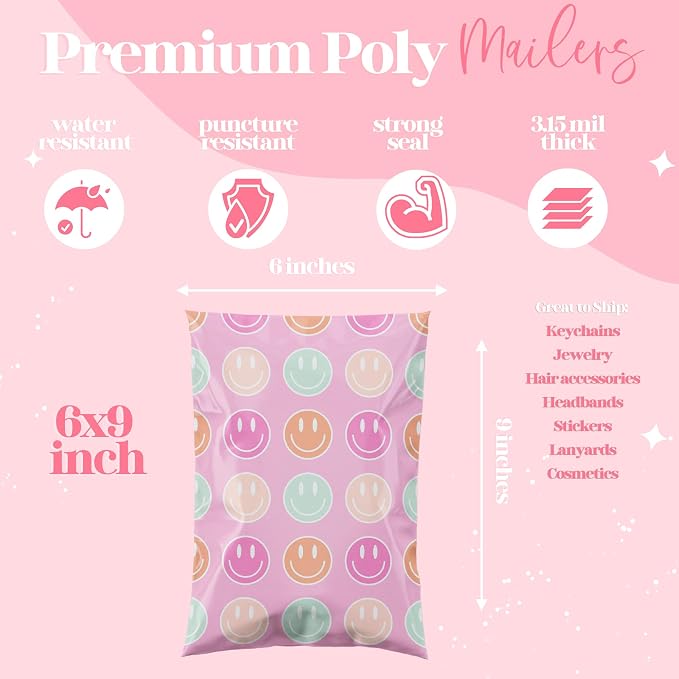 Pretty Package Store 6x9 Designer Poly Mailer 100 Pack Heavy Duty Waterproof - Image 3