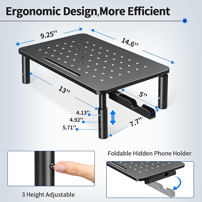 Zimilar 2 Pack Monitor Stand, 3 Height Adjustable Stand - Image 4