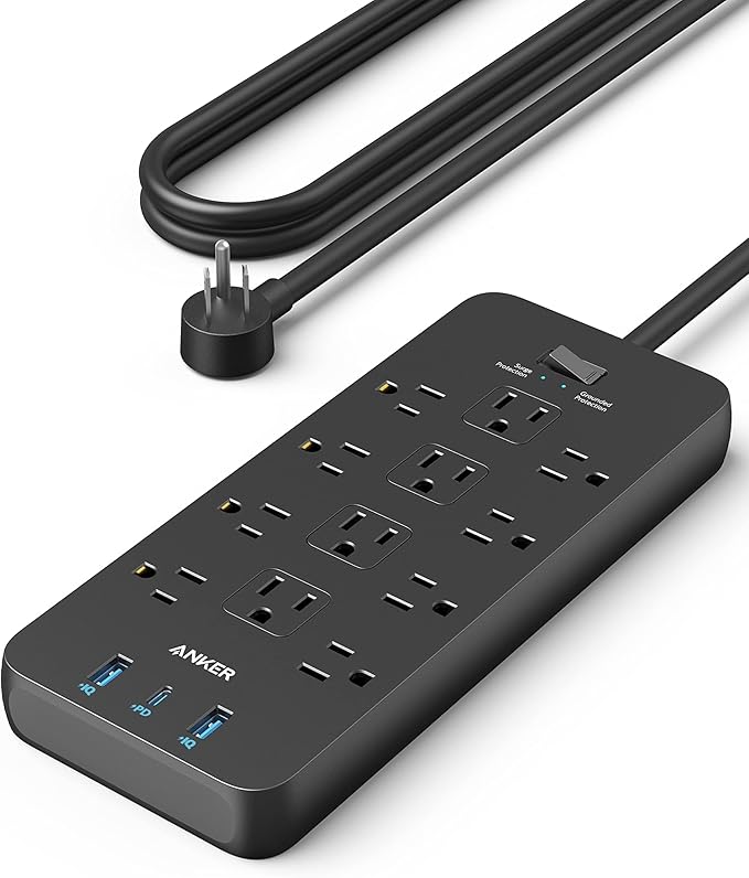 Anker Power Strip with 2100J Surge Protector, Outlet Extender, 10ft Extension by Unknown