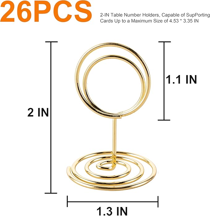 Hoewina 26Pcs Table Number Holders, Place Card Holder, Wire Picture Holder - Image 2