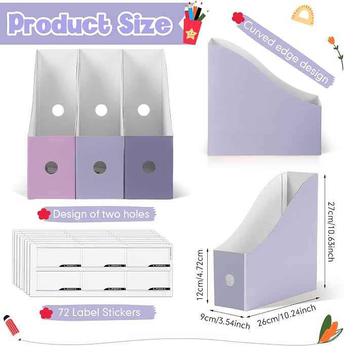 Colarr 12 Pack Cardboard Magazine Holders 12 Colors Magazine Storage Box - Image 2