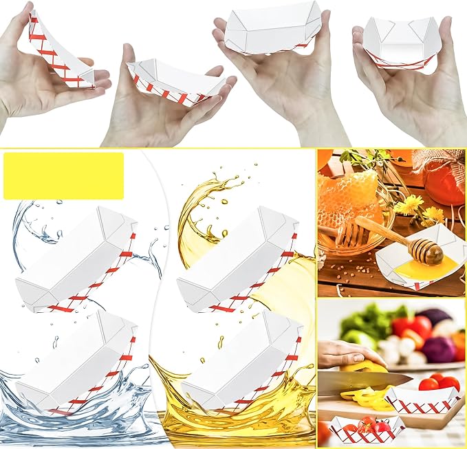 180 Pack Checkered 1/2Lb Paper Food Boat Trays Disposable Small Paper Boats - Image 5
