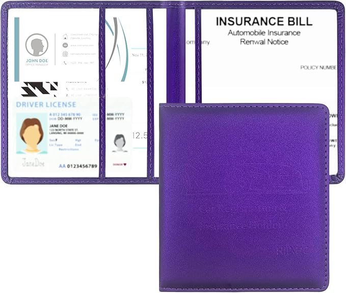 Car Registration and Insurance Holder, 5.5 x 5 Inch PU Leather Vehicle Glove by HIIXHC