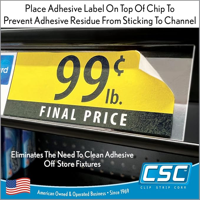 Clip Strip Corp. Price/Data Channel Label Holder Chips, 2.5" L x 1.25" H - Image 2