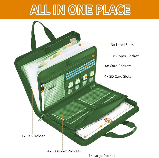 onvvippiv File Organizer Fireproof Expanding Accordion File Folder | Document - Image 3
