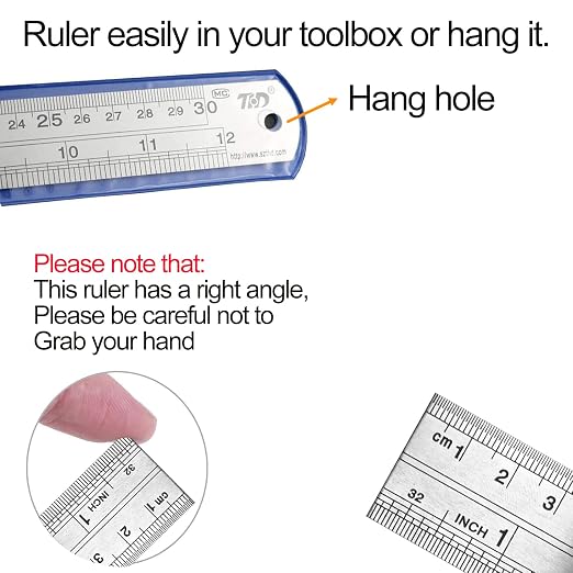 YouOKLight Metal Ruler Set, Stainless Steel 6 Inch and 12 Inch Rulers - Image 5