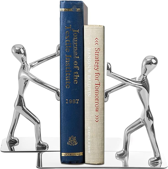 Fasmov Heavy Duty Stainless Steel Man Bookends Nonskid Bookends Art Bookend by Fasmov