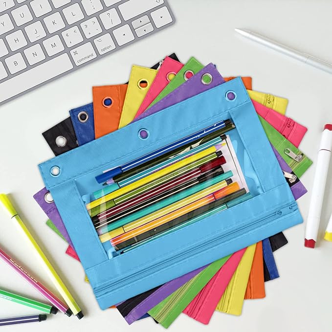 YoeeJob Pencil Pouch for 3 Ring Binder, Zipper Pencil Pouches Bulk, Pencil Case - Image 2