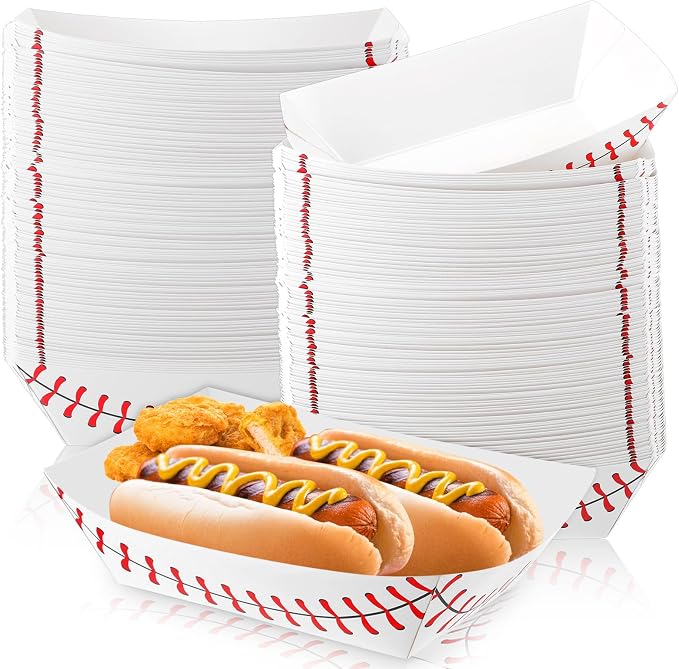 Roshtia 100 Pack Baseball Party Supplies Paper Food Trays Disposable Serving by Roshtia