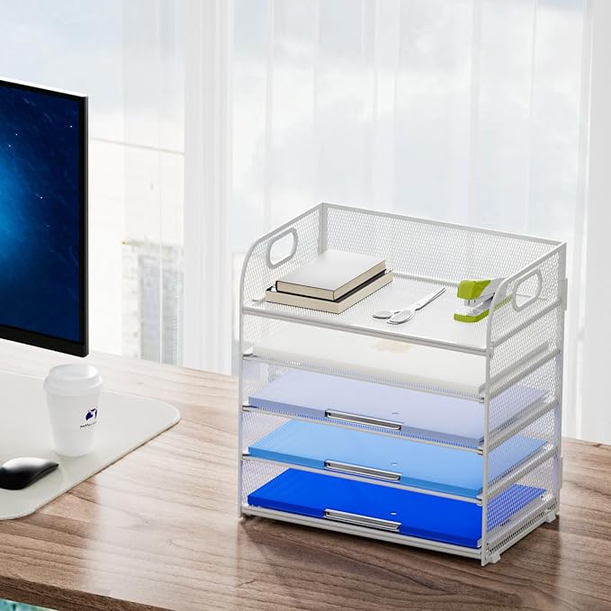 Marbrasse Paper Organizer Letter Tray, 5 Tier Mesh File Organizer - Image 6