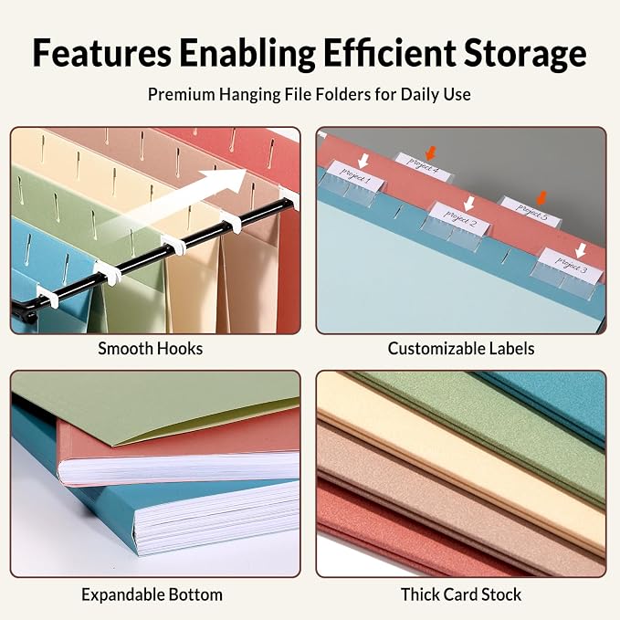 SUNEE Hanging File Folders, Retro Colors - Image 3