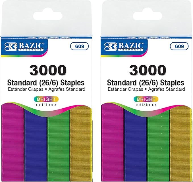 BAZIC Products Standard Staples, Metallic Colors, 3000 Ct by BAZICProducts