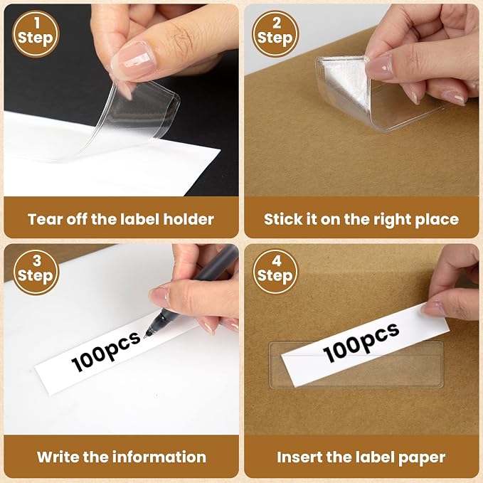 100 Pieces Label Holders Adhesive Shelf Tag - Image 4