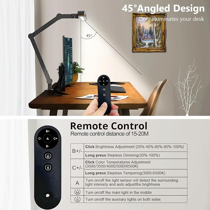 Micomlan Desk Lamp with Clamp, Architect Led Desk Lamp - Image 5