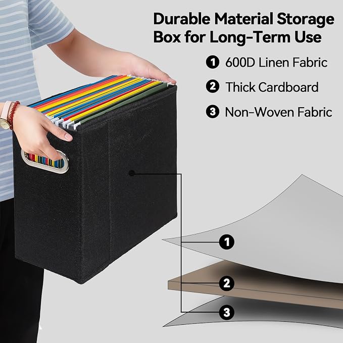 4 Packs Letter Size File Organizer, File Folders Organizer, Fabric Storage Box - Image 3