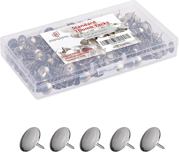 PAPERPAL Standard Silver Flat Thumb Tacks by PAPERPALDirect