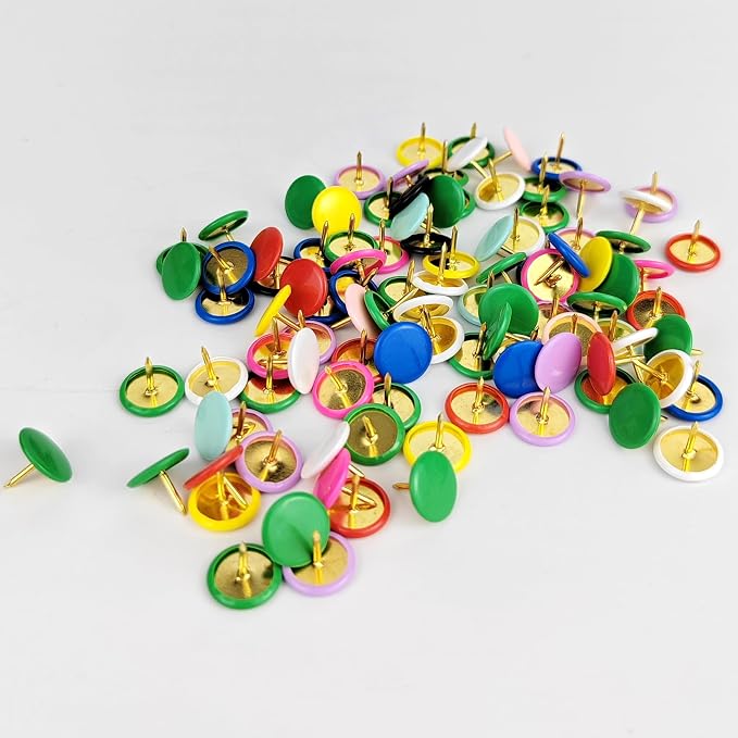 100 Pcs Thumb Tacks, Drawing Pins, Metal Flat Push Pins, Round Head Drawing Pins - Image 5