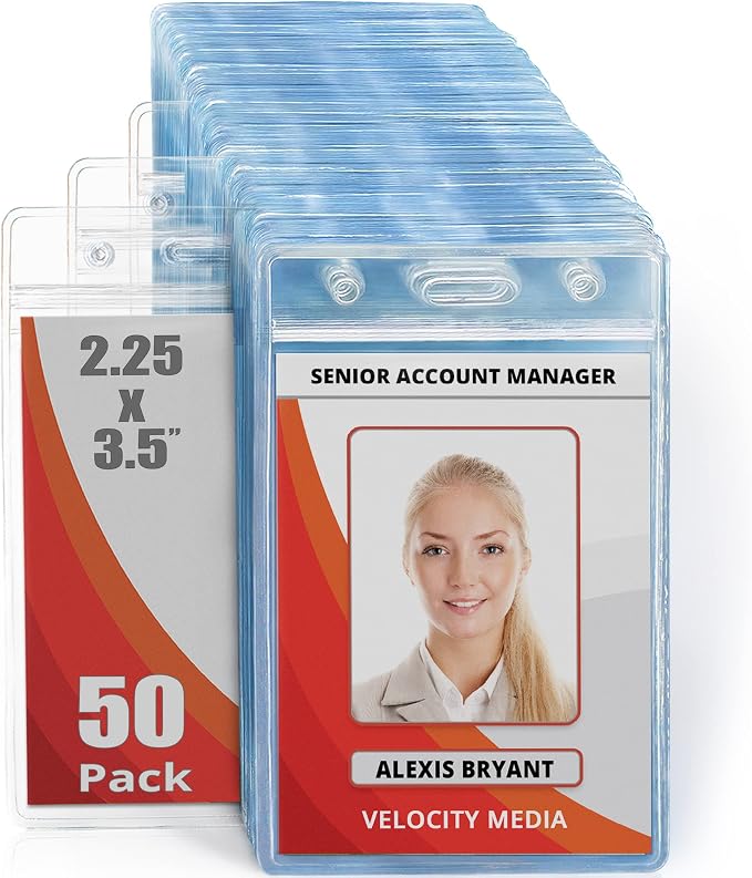 Mifflin-USA Plastic Waterproof ID Badge Holders, Vertical Hanging Name Card by MIFFLIN