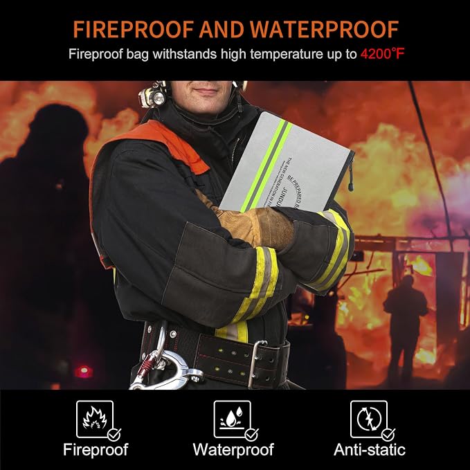 JUNDUN Fireproof Document Bag, 14.2”x 10.0”Waterproof and Fireproof Money Bag - Image 2