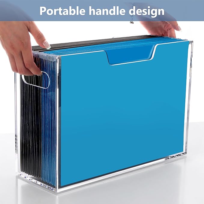 Hanging File Folder Organizer, Acrylic File Organizer Box - Image 3